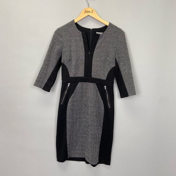 Danny & Nicole Gray & Black Mid Sleeve Career Dress size 8 - Picture 1 of 10